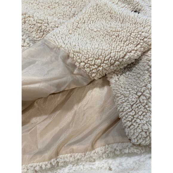 Zeagoo Beige Faux Sherpa‎ Fleece Teddy Coat Women's Double Breasted Cozy Jacket - Picture 11 of 11